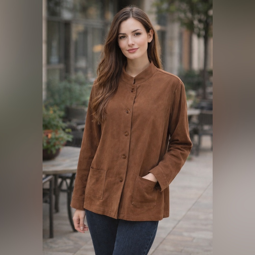 Coldwater Creek Suede Brown Utility Jacket